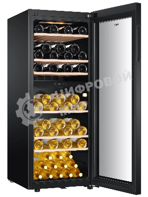 Винный шкаф Haier FWC77GDAE1 черный, 190 л, 2 отсека, 77 бут., класс A