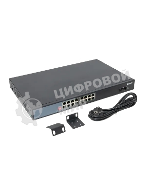 Коммутатор EKF TSX-U-2GX/SFP-16GTP-R, 16×1 Гбит/с PoE + 2×1 Гбит/с SFP, неуправляемый