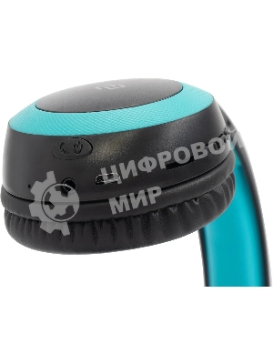 Беспроводные/проводные наушники Digma BT-15 черный/голубой, накладные, Bluetooth + проводной, складная конструкция, до 10 ч