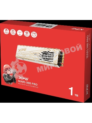 Накопитель SSD ADATA XPG MARS 980 PRO, 1000Gb, M.2(22x80мм), NVMe, PCIe 5.0 x4, 3D NAND, R/W 14000/10000Mb/s, IOPs 1 600 000/1 650 000, TbW 740, DWPD 0.4, with Heat Sink (5 лет)