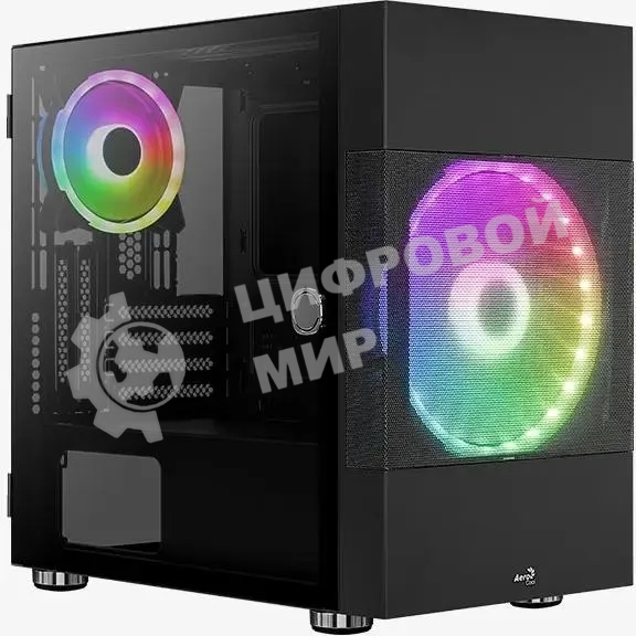 Компьютерный корпус Aerocool/Formula Atomic V1 без БП, mATX, боковое окно (закаленное стекло), черный