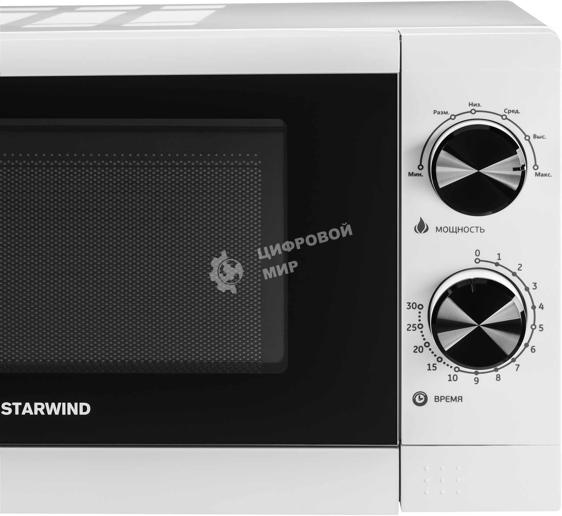 Микроволновая печь Starwind SMW4020 белый, 20 л, 700 Вт, переключатели - поворотный механизм