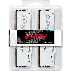 Оперативная память Kingston Fury Beast, DDR5, 32Gb (2x16Gb), 6000MHz, CL36, DIMM, с радиаторами, RGB, белый