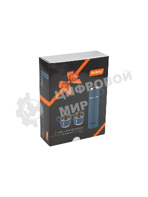 Набор: термос + ТЕРМОкружки MALLONY FESTA, 0,5 л (3 кружки), синий (106055)