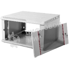 Шкаф настенный ЦМО ШРН-Э-6.350 6U 600x350 мм пер. дв. стекл несъемные бок. пан. серый