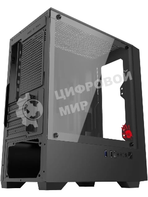 Компьютерный корпус Bloody CC-123 черный без БП mATX 8x120мм 2xUSB2.0 1xUSB3.0 audio bott PSU