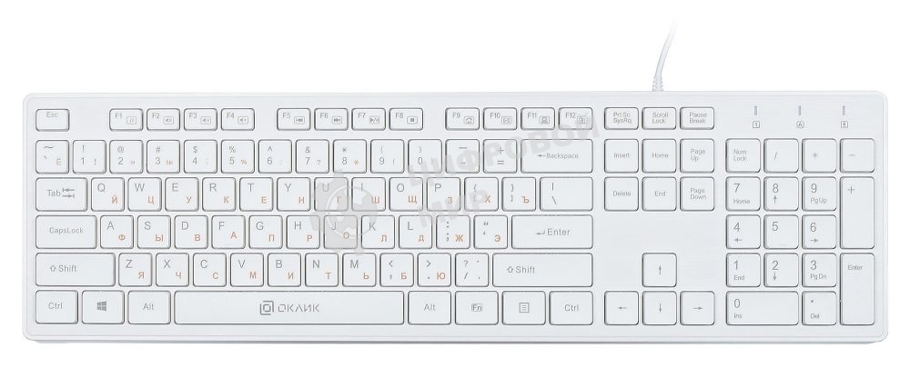 Клавиатура проводная Oklick 500M, USB, белый