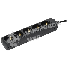 Сетевой удлинитель IEK У05 3м, 5 розеток, черный