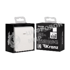 Выключатель Kranz ROUND 1 кл проходной (переключатель) с подсветкой 10А с/у перламутр
