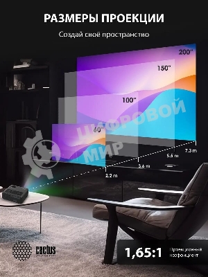 Проектор Cactus CS-PRM.01B.Full HD LCD 19000Lm LS 700Lm ANSI (1920x1080) 2500:1 ресурс лампы:50000часов 2xUSB typeA 2xHDMI 1.8кг