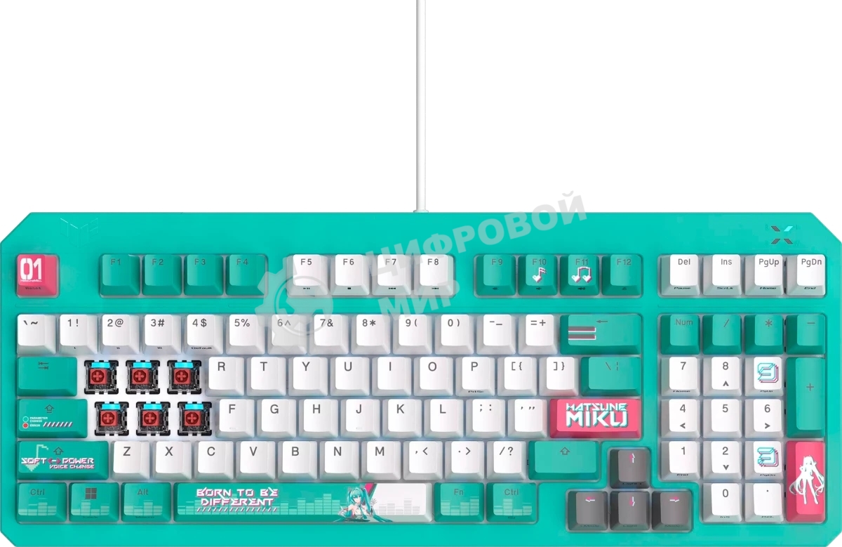 Клавиатура ASUS TUF Gaming K3 Gen II MIKU Edition проводная, USB Type-A, голубой