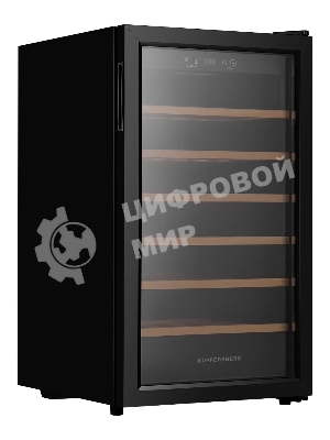 Винный шкаф Kuppersberg RSW 82, отдельностоящий, High-Tech, объем 128 л, вместимость 40 бутылок, диапазон температуры 5-20 градусов, механическое открытие двери, 6 полок из бука, LCD дисплей, уровень шума 38 дБ, черный