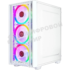 Компьютерный корпус Ginzzu CL610 mATX FAN 4*12FRGb белый