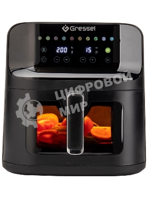 Аэрогриль Gressel GAF-1826 черный, 1700 Вт, 7,5 л, сенсор, 10 программ