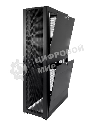 Шкаф серверный ПРОФ напольный 42U (600x1200) дверь перфорированная 2 шт., черный, в сборе, ШТК-СП-42.6.12-44АА-9005