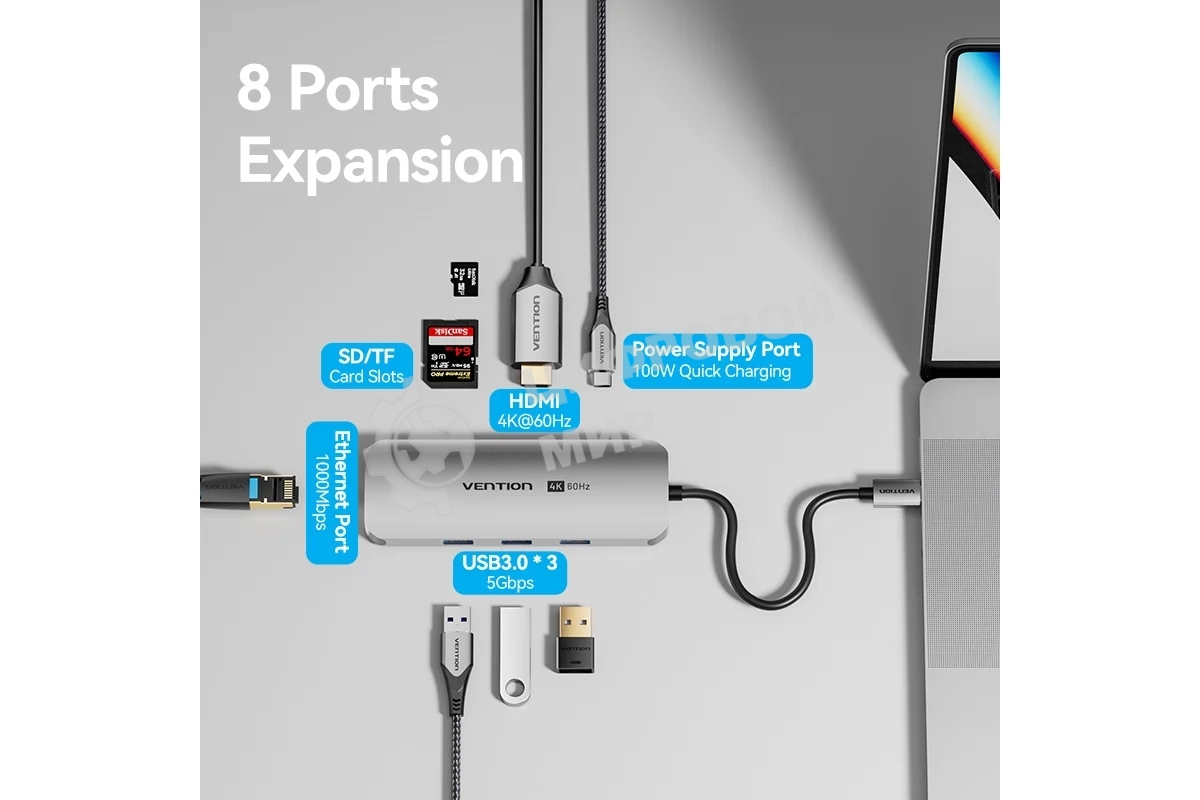 Мультифункциональный хаб Vention USB Type C 8 в 1
