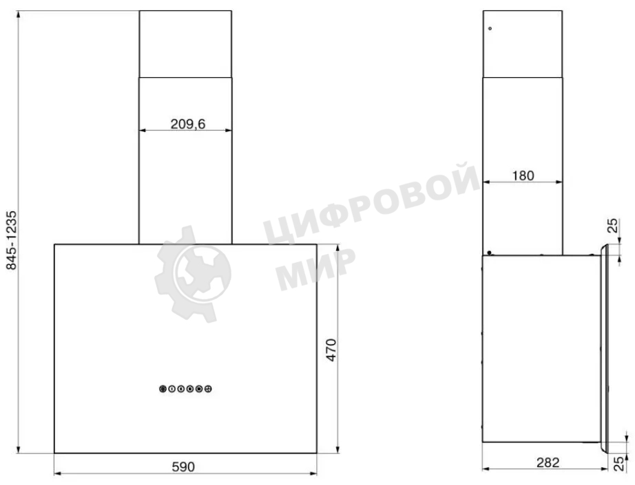 Вытяжка каминная Elikor Метеорит 60П-700-Э4Д белый, 60 см, 700 куб. м/ч, 52 дБ