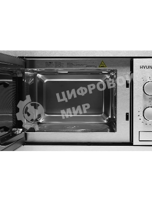Микроволновая печь встраиваемая Hyundai HBW 2030 IX нержавеющая сталь, 20 л, 800 Вт, переключатели - поворотный механизм