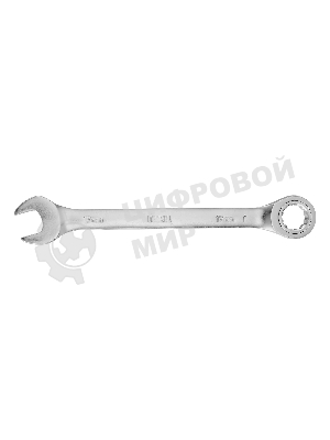 Ключ комбинированный трещоточный Denzel 17 мм, CrV, матовый хром