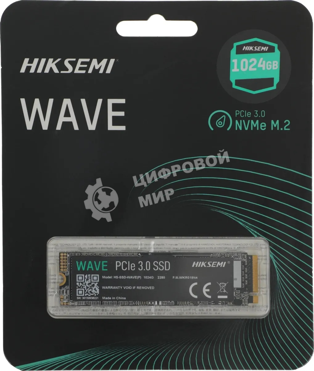 Накопитель SSD M.2 HIKSEMI 1.0Tb HS-SSD-WAVE(P) 1024G (PCI-E 3.0 x4, up to 2450/2450MBs, 3D NAND, 240TbW)
