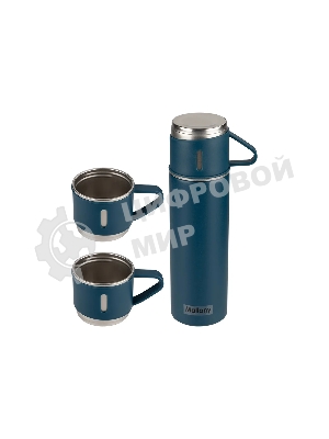 Набор: термос + ТЕРМОкружки MALLONY FESTA, 0,5 л (3 кружки), синий (106055)