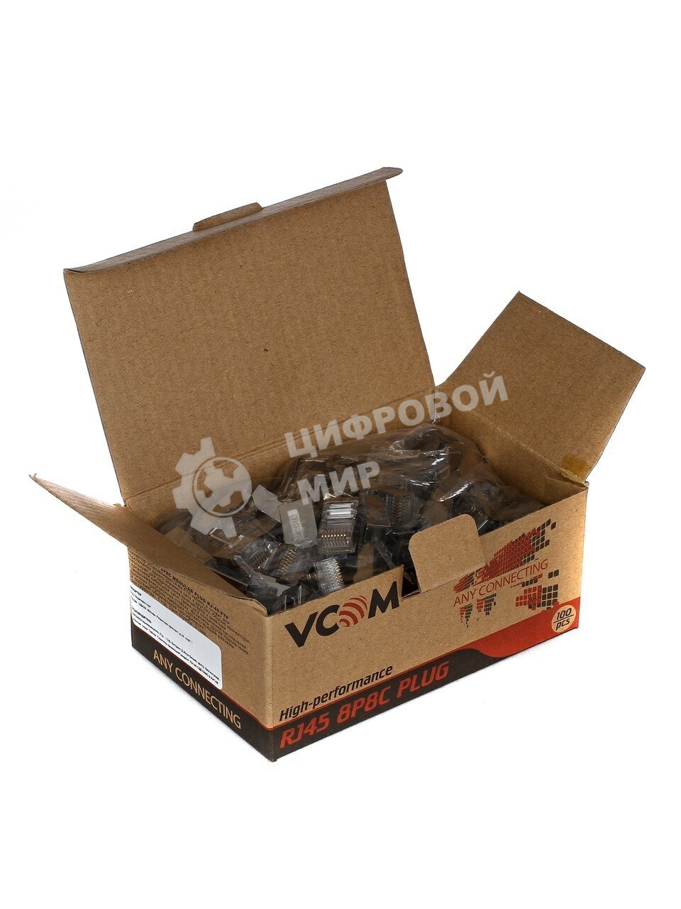 Коннектор VCOM RJ-45 для FTP кабеля 5 кат. экранированный, 100 шт,