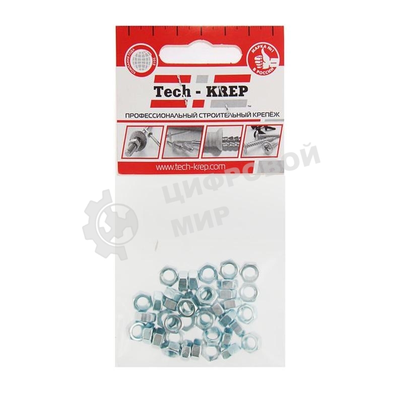 Гайка DIN934 шестигранная М5 оцинк. (уп. 40 шт) Tech-KREP 103024