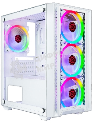 Компьютерный корпус Ginzzu CL610 mATX FAN 4*12FRGb белый