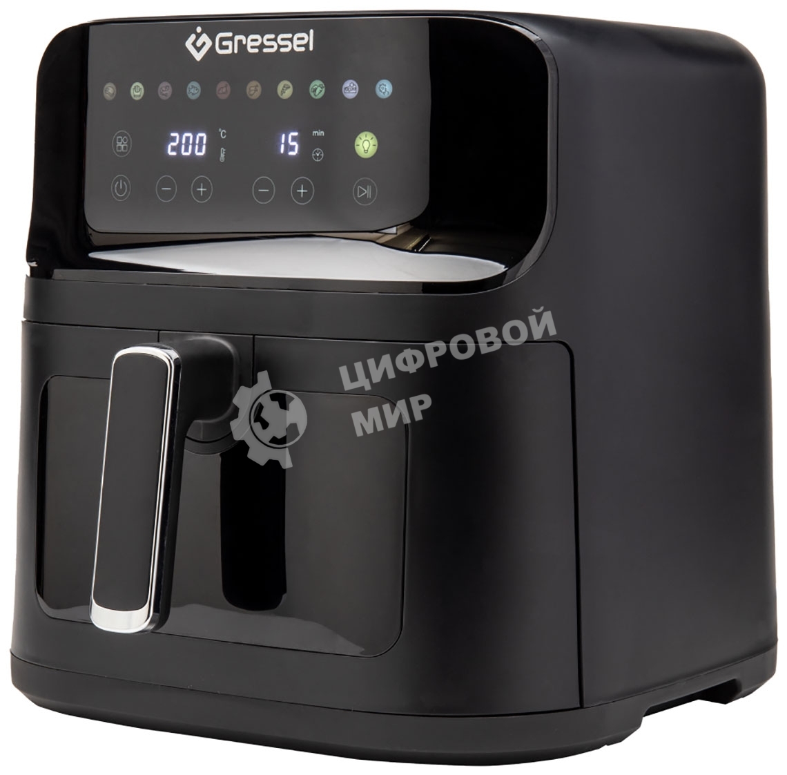 Аэрогриль Gressel GAF-1826 черный, 1700 Вт, 7,5 л, сенсор, 10 программ