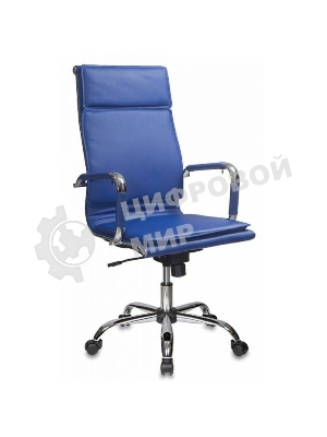 Кресло руководителя Бюрократ CH-993/blue синий, искусственная кожа, крестовина хромированная