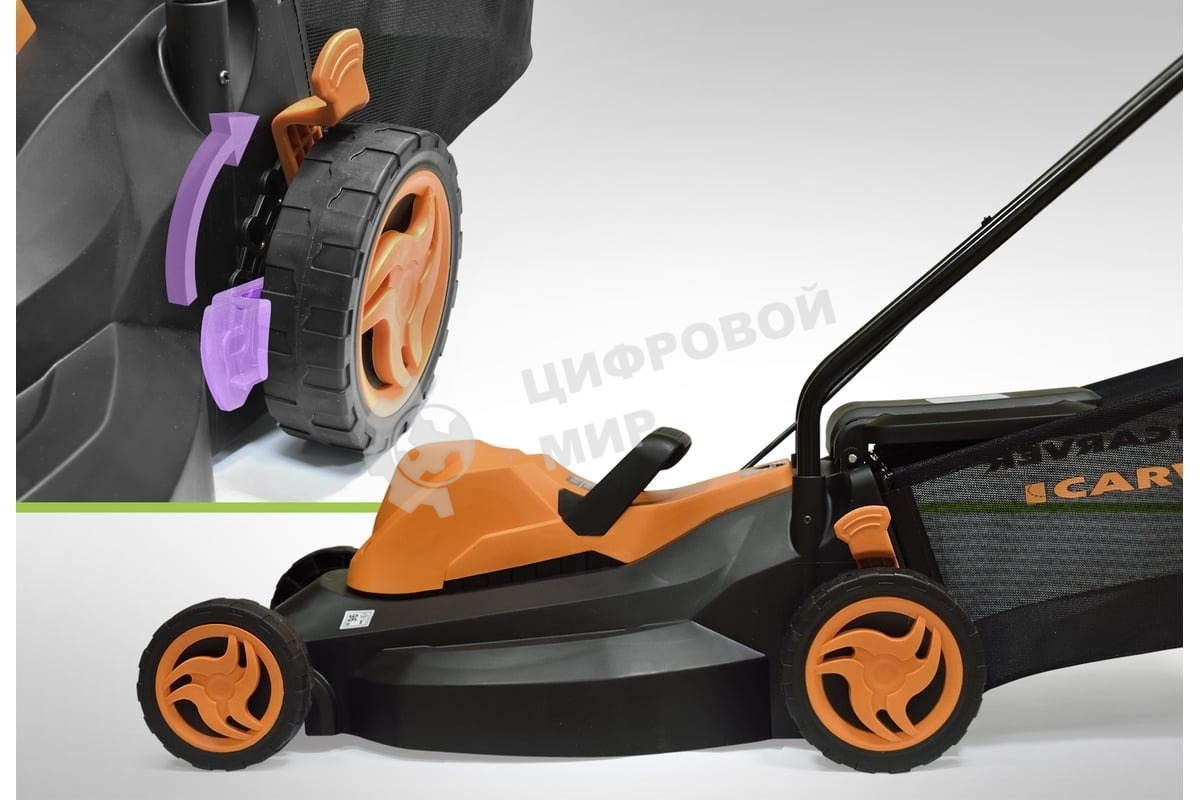 Газонокосилка CARVER LME-1437 эл. 1400Вт ширина 37см рег.высоты травосборник 35л