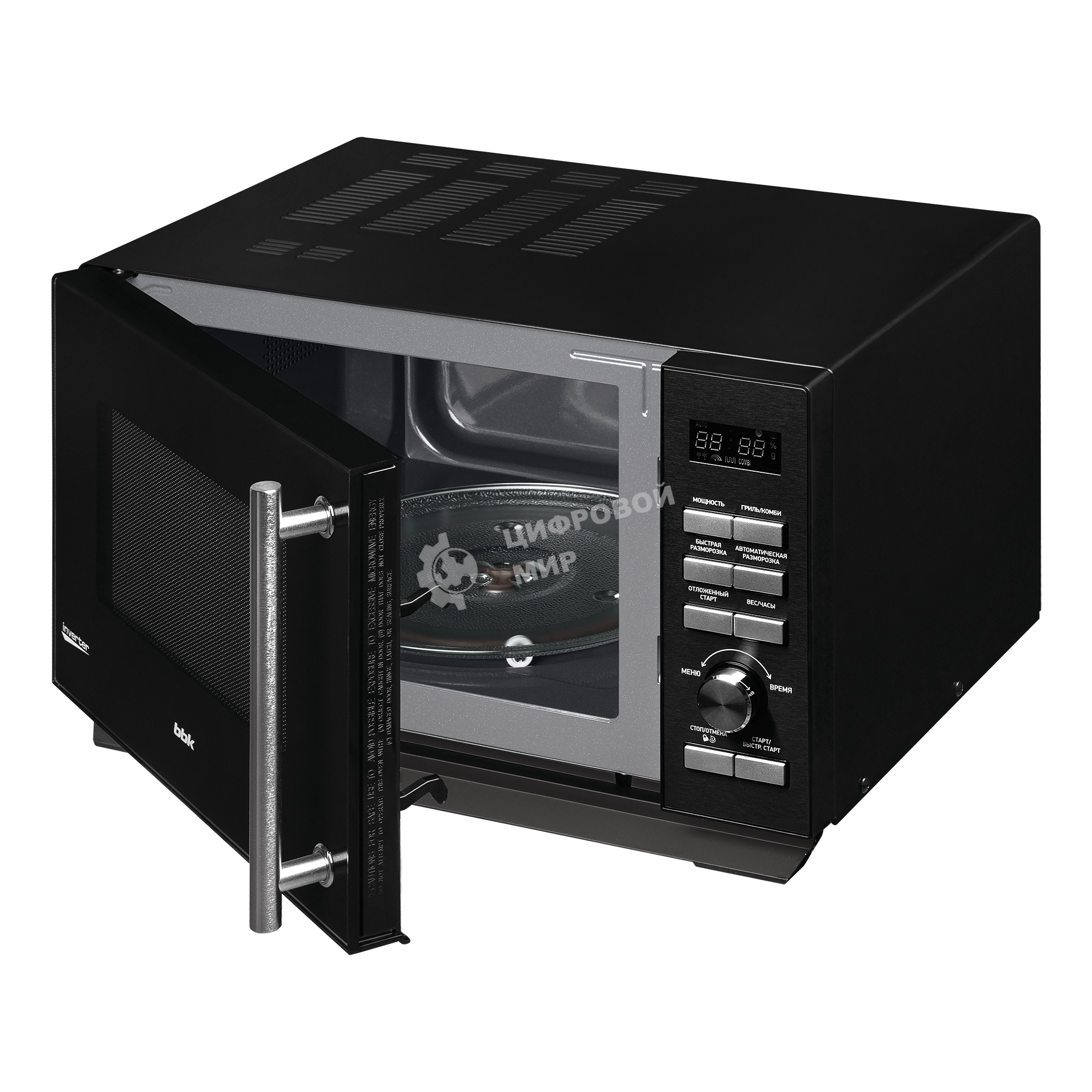 Микроволновая печь BBK 25MWI-939T/B черный, 25 л, 900 Вт, переключатели - кнопки, поворотный механизм