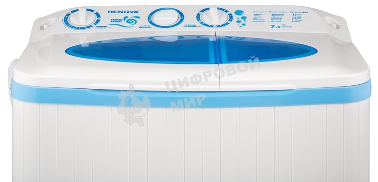 Стиральная машина Renova WS-70P/РЕТ белый/голубой, загрузка вертикальная 5.5 кг, 1350 об/мин, класс: D