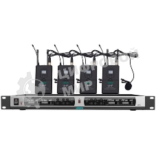 Микрофонная система DSPPA D5842 беспроводная True Diversity UHF (4 микрофона клипсового типа)