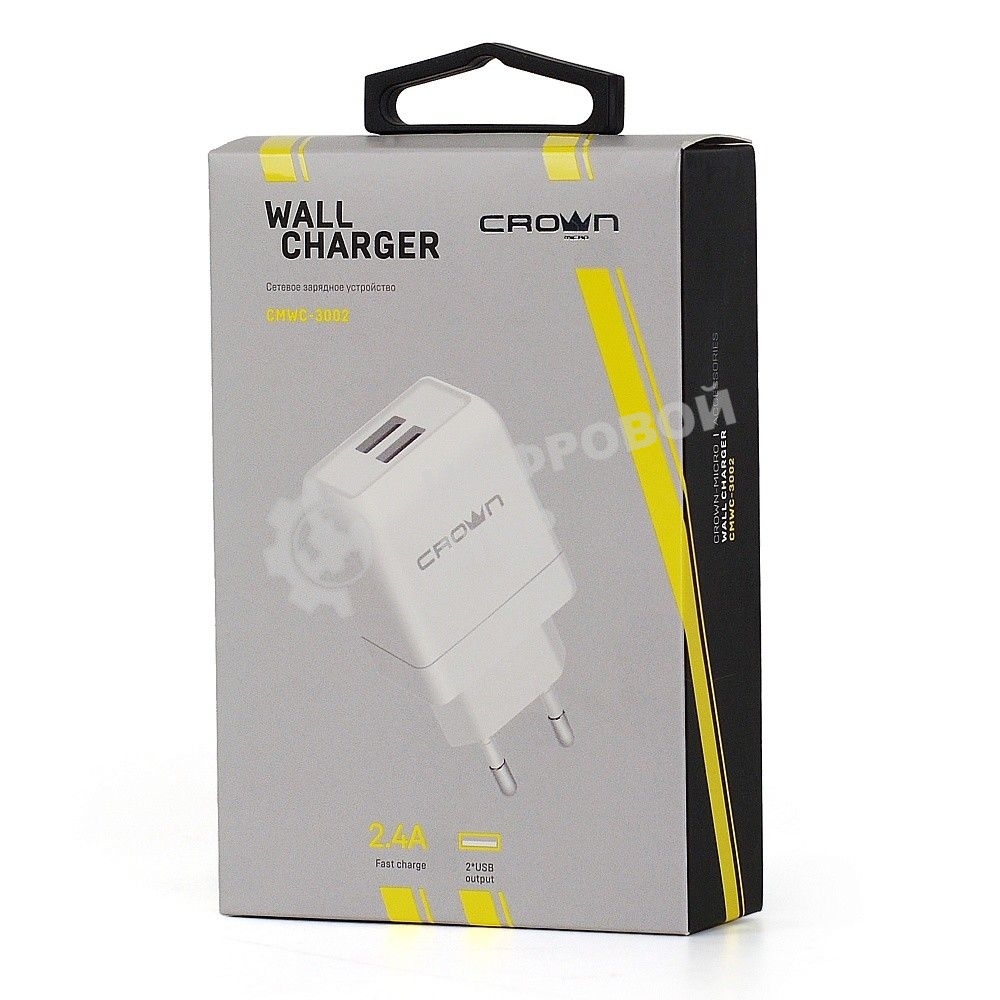 Сетевое зарядное устройство универсальное Crown CMWC-3002 белый
