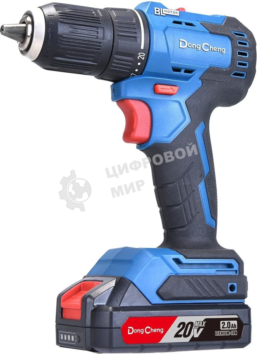 Дрель-шуруповерт DongCheng DCJZ2050, 20 В, 2 Ач, 50 Нм, бесщеточный
