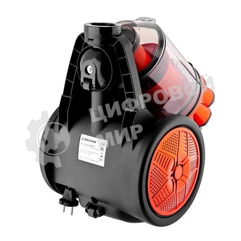 Пылесос BRAYER BR4201 черный/оранжевый, 400/2200 Вт, уборка сухая, пылесборник контейнер 3 л