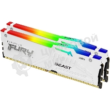 Оперативная память Kingston Fury Beast, DDR5, 32Gb (2x16Gb), 6000MHz, CL36, DIMM, с радиаторами, RGB, белый