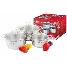Набор посуды Lara LR02-81 Standart 6пр. LR02-81 Набор посуды Lara Standart (2.3 л + 4.5 л + 5.7 л) капсулированное индукционное дно, крышки