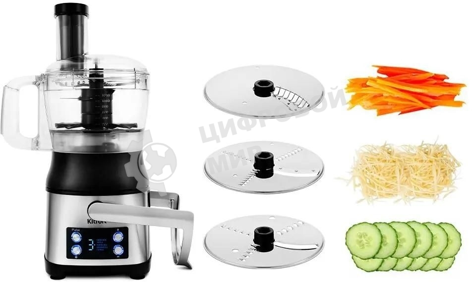 Кухонный комбайн Kitfort KT-1395 800Вт серебристый/черный