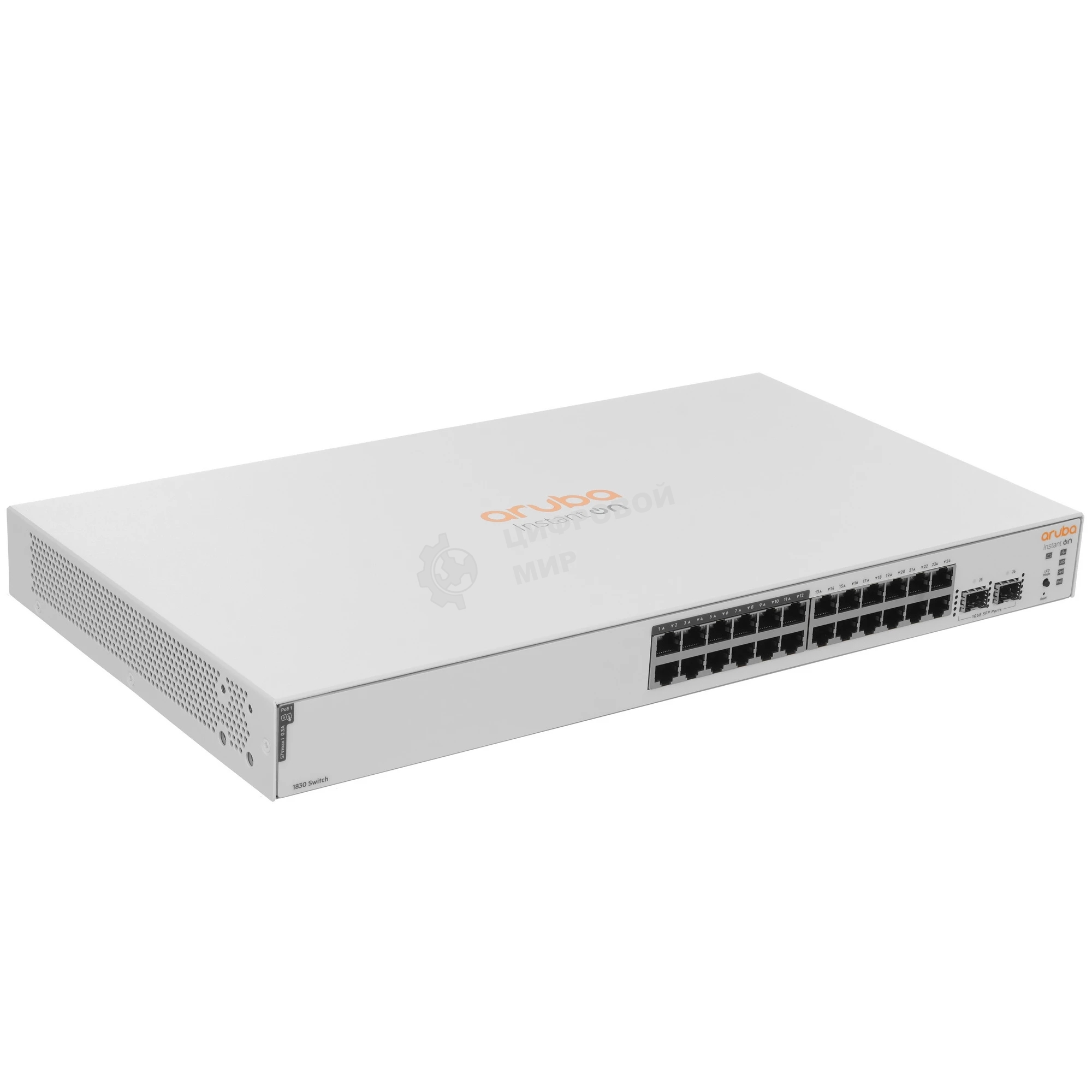 Коммутатор HPE Instant On 1830 24G 2SFP 12PoE+ 195W, 12×1 Гбит/с PoE+ + 2×1 Гбит/с SFP, настраиваемый