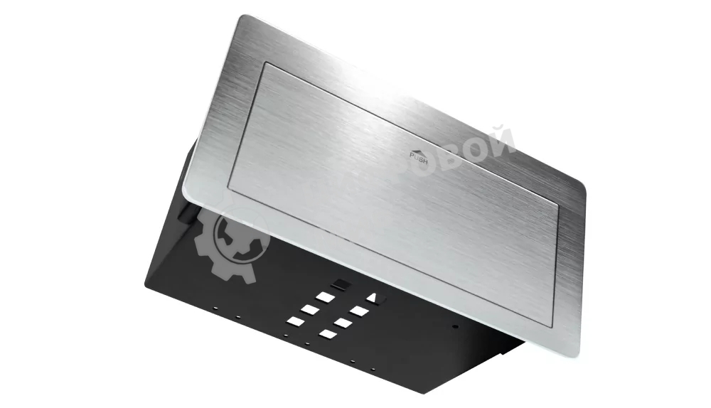 Металлический корпус WRTS-11BOX-S Wize для модульной системы врезного лючка в стол с убирающейся крышкой, серебристый