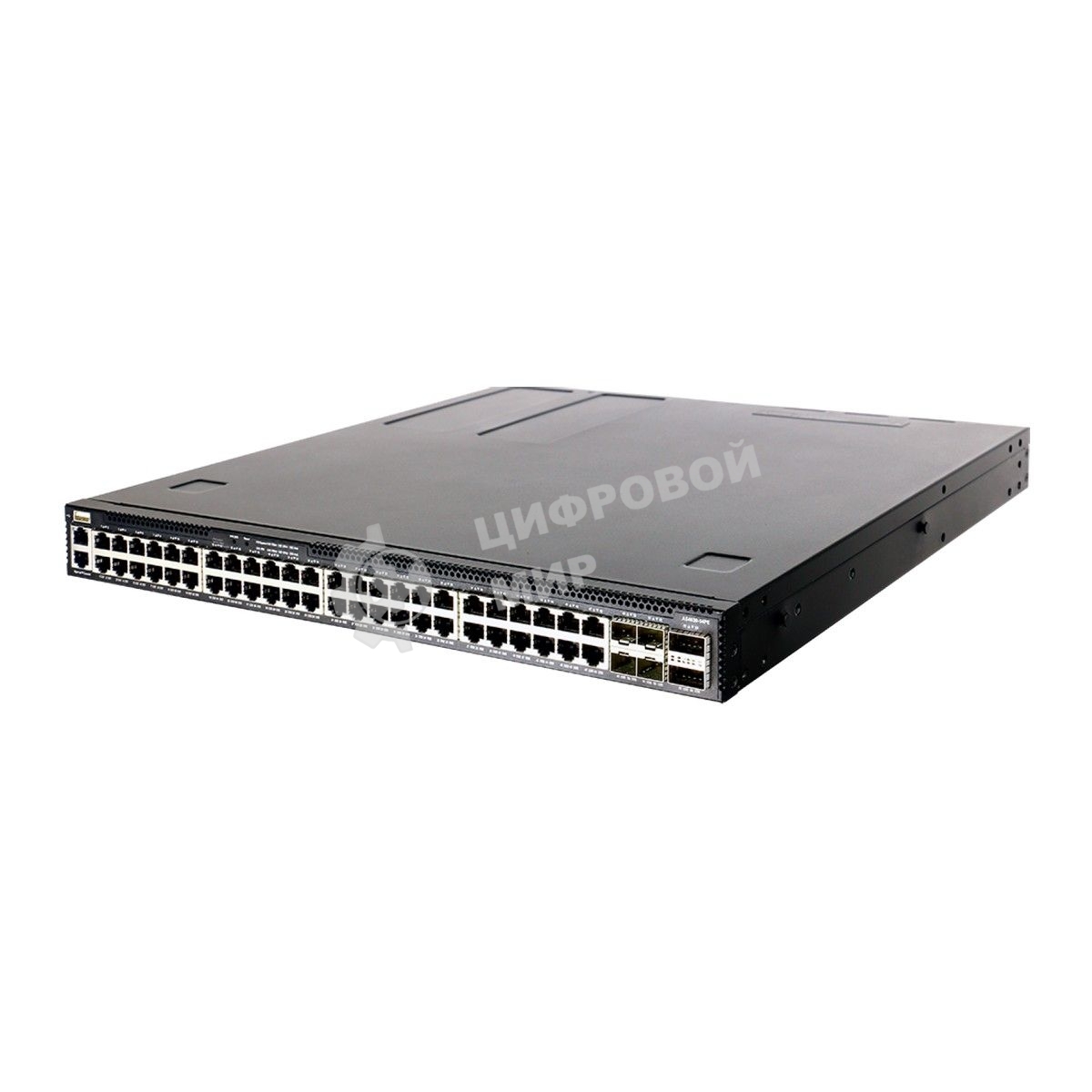 Коммутатор Edge-corE 4630-54PE-O-AC-F AS4630-54PE, 48-Port GE RJ45 port PoE++, 4x25G SFP+, 2 port 100G QSFP28 for stacking, Broadcom Trident 3, Dual-core Intel Denverton CPU, dual AC 1200W PSUs and 2 + 1 Fan Modules with port-to-power airflow, 2 front rac