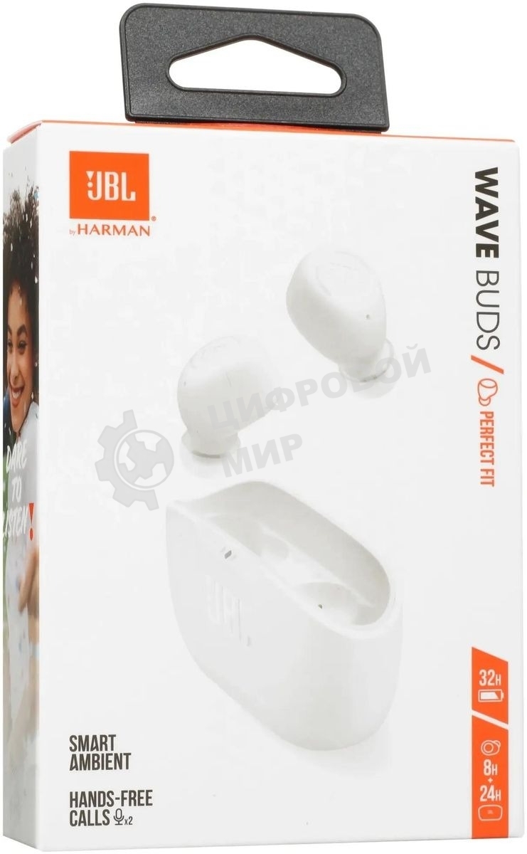 Гарнитура JBL Bluetooth WAVE BUDS белый JBLWBUDSWHT