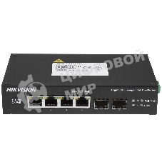 Коммутатор Hikvision DS-3T0506HP-E/HS, 4×1 Гбит/с PoE+ + 2×1 Гбит/с SFP, неуправляемый