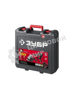 Угловая шлифовальная машина ЗУБР 18В, 1 АКБ (4Ач), в кейсе. УШМ-18-125-41