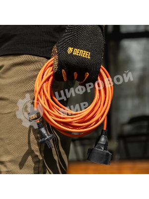 Удлинитель-шнур силовой Garden Series Denzel б/з, ПВС, 10 м, 1 розетка, 2*1 мм