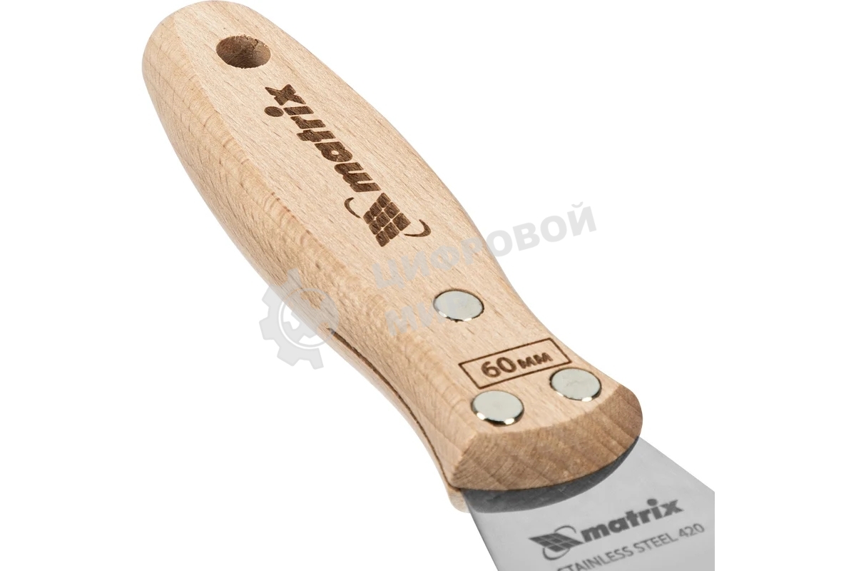 Шпательная лопатка Matrix из нержавеющей стали, 60 мм, буковая рукоятка, EFP