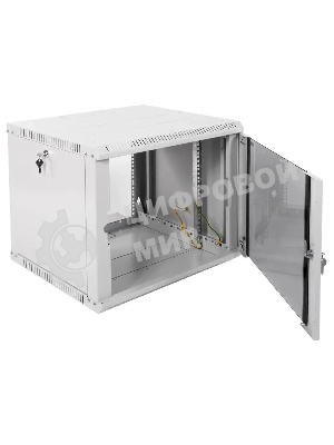 Шкаф настенный ЦМО ШРН-Э-9.500 9U 600x520 мм пер. дв. стекл несъемные бок. пан. серый