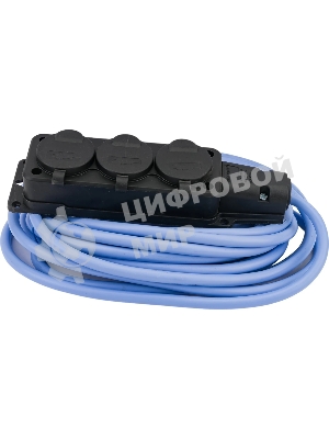 Удлинитель морозостойкий Gembird PC-3GF-R-10(IP) черный/синий, 10 м, 3 розетки, 3500 Вт